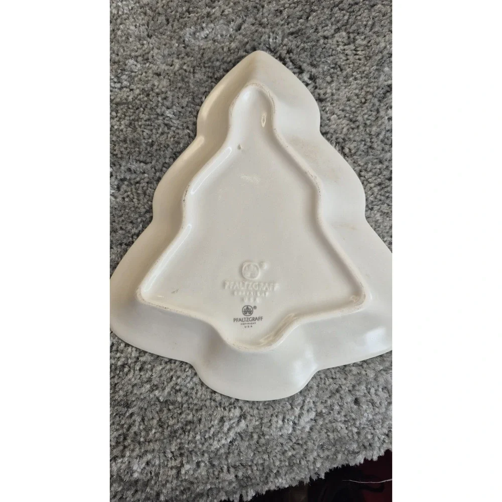 VTG Pfaltzgraff Tea Rose Christmas Tree Dish Pastel Cottagecore Shabby Chic 80s‎